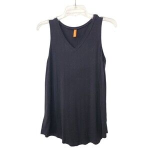 Feiersi Womens Tank Top Shirt Black Stretch Medium V-Neck Pullover Knit Rayon